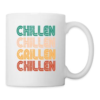 Grillen Chillen Barbecue Retro - Tasse - Weiß - Rechts