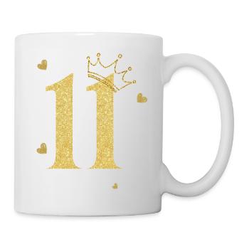 Goldene Krone zum 11-jährigen Jubiläum - Tasse - Weiß - Rechts