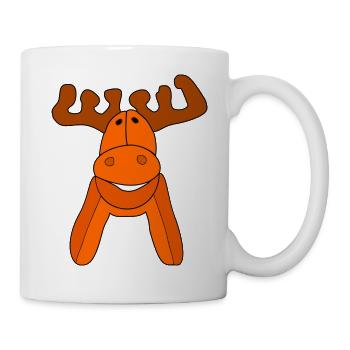 Fröhlicher Elch - Happy Moose - Tasse - Weiß - Rechts