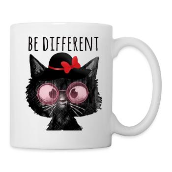 Be different,cat,girly, sunglasses, hearts - Mug - white - Right