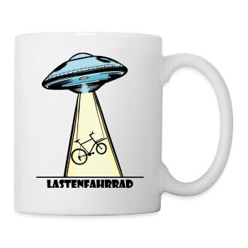 Ufo, Cargobike, Lastenfahrrad, Lastenrad, Aliens - Tasse - Weiß - Rechts
