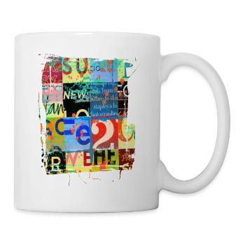 Newspaper Clips Scrapbook Magazines Alphabet Code - Mug - white - Right