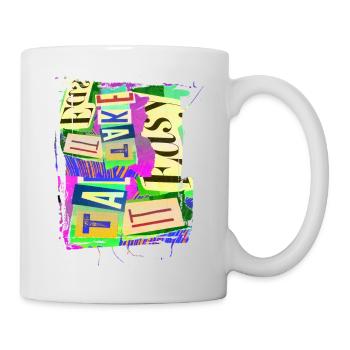 Newspaper Clips Scrapbook Magazines Alphabet Code - Mug - white - Right