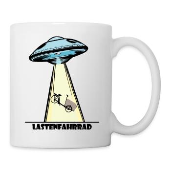 Ufo, Lastenfahrrad, Lastenrad, Cargobike, Aliens - Tasse - Weiß - Rechts
