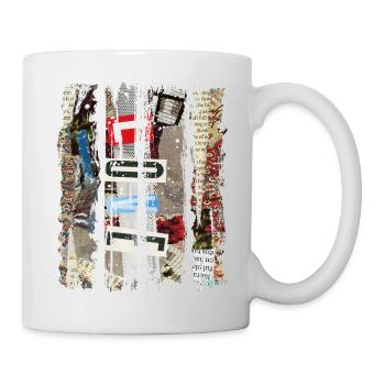 Newspaper Clips Scrapbook Magazines Alphabet Code - Mug - white - Right
