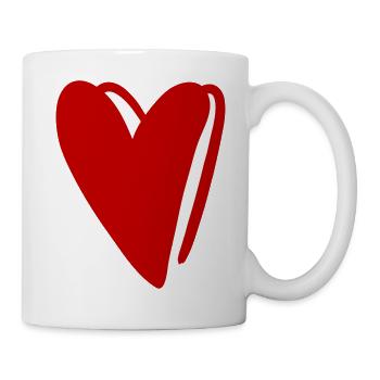 Grand coeur rouge - Mug blanc - blanc - Droite