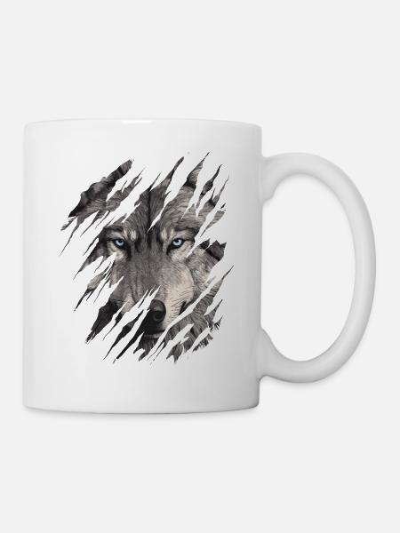 Wolf Kratzspuren Krallen Wild Wölfe Wildnis Heulen - Tasse - Weiß