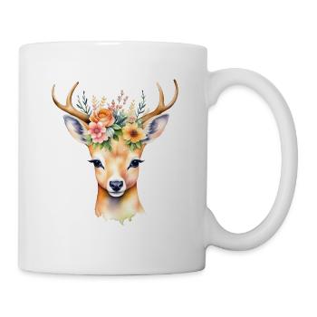 Festzelt Rehkopf mit Blumen - Tasse - Weiß - Rechts