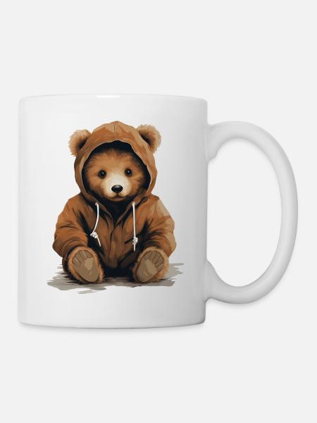 ours en peluche cool avec capuche - Mug blanc - blanc