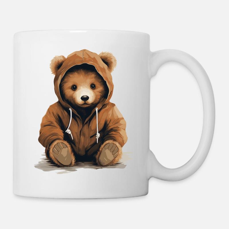 cooler Teddy mit Kaputze - Tasse - Weiß