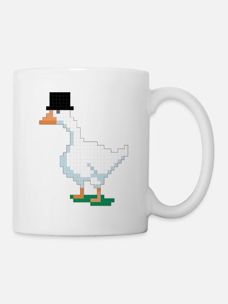 Duck with pixelated top hat - Mug - white