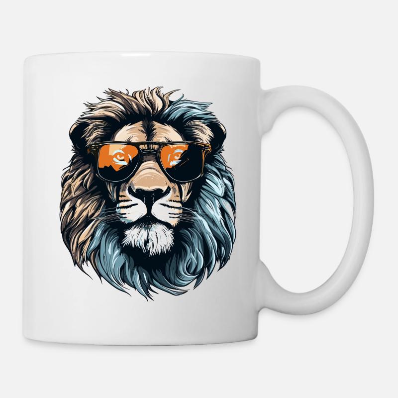 Lion with sunglasses - Mug - white