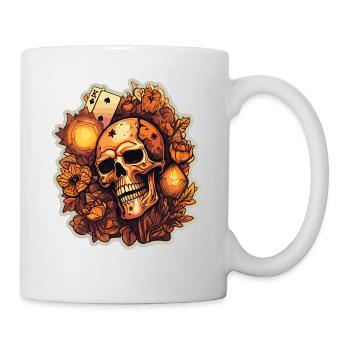Cooler Skull Totenkopf Blumen Spielkarten - Tasse - Weiß - Rechts