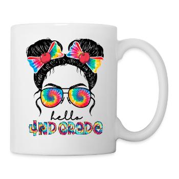 First Day Of School Hello 4th Grade Messy Bun - Mug blanc - blanc - Droite