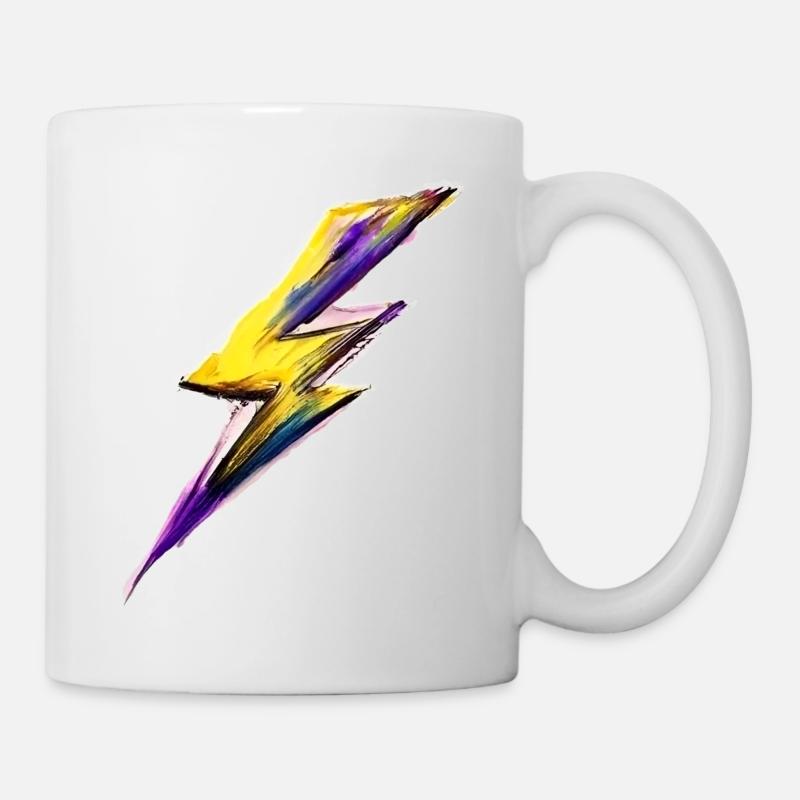 Stilisierter Blitz - Tasse - Weiß