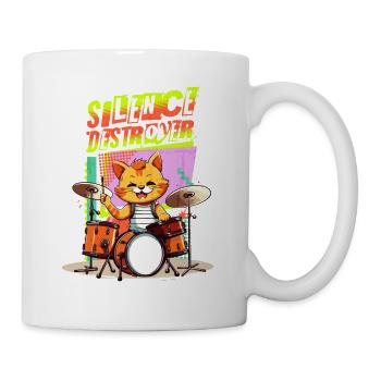 Schlagzeug Drums Silence Destroyer Katze Lustig - Tasse - Weiß - Rechts