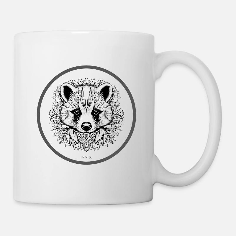 PrintZ Mandala Dachs Fineline Art - Tasse - Weiß