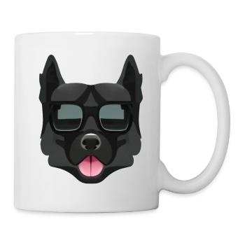 Schwarzer Hund mit Sonnenbrille - Tasse - Weiß - Rechts
