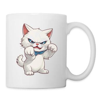Katze Faust Kater Kätzchen Weiß Cartoon Comic - Tasse - Weiß - Rechts
