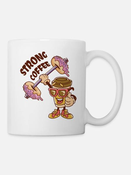 Lustige Kaffeetasse Gewichtheben Donut Hanteln - Tasse - Weiß