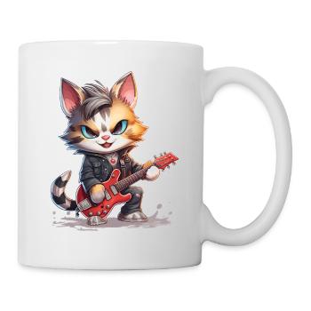Cat Animal Electric Guitar Guitarist Band Music Rock - Mug - white - Right