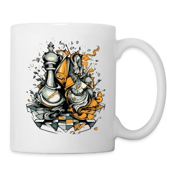 Abstraktes Schach - Tasse - Weiß - Rechts
