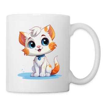 Katze Süß Niedlich Lacht Glücklich Kätzchen Kater - Tasse - Weiß - Rechts