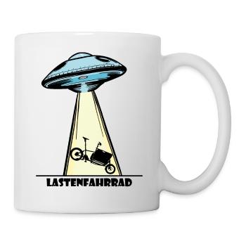 Ufo, Lastenfahrrad, Lastenrad, Cargobike, Aliens - Tasse - Weiß - Rechts