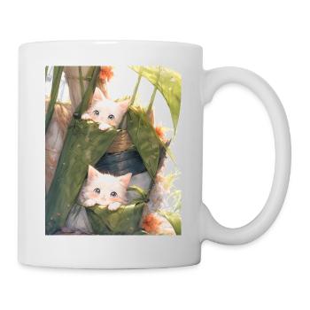 Entzückende Manga-Kätzchen: Spielend im Wald - Tasse - Weiß - Rechts