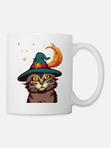 cat witch - Tasse - Weiß