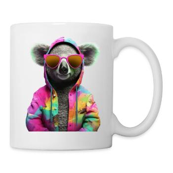 Koala mit Sonnenbrille Bunt Coole Koalabär - Tasse - Weiß - Rechts