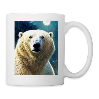 majestic polar bear portrait painting animal moon - Mug - white - Right