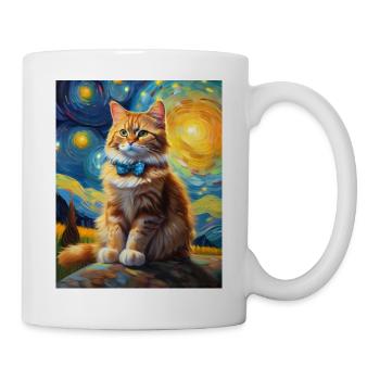 niedliche katze mit fliege kätzchen porträt ölgemälde - Tasse - Weiß - Rechts