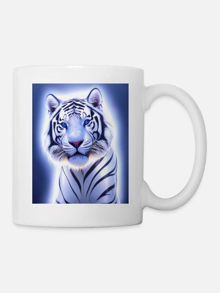 Majestätisches weißes Tigerporträt Tier - Tasse - Weiß