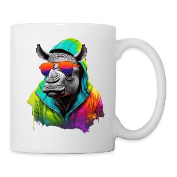 Hippo Nilpferd mit Sonnenbrille Flusspferd Afrika - Tasse - Weiß - Rechts