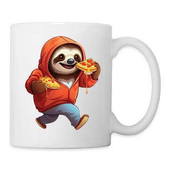 Sloth with pizza: The funny fast food jogger - Mug - white - Right