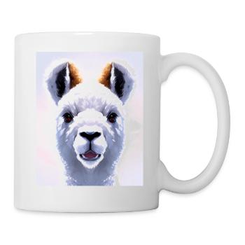 Super süßes weißes Alpaka-Gemälde flauschiges Tier - Tasse - Weiß - Rechts