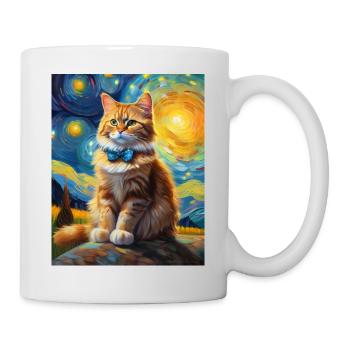 niedliche katze mit fliege kätzchen porträt ölgemälde - Tasse - Weiß - Rechts