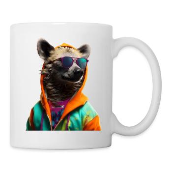 Hyena with Sunglasses Colorful Cool Hyenas Africa - Mug - white - Right