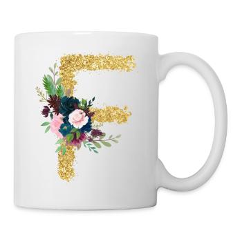 Buchstabe f gold floral - Tasse - Weiß - Rechts