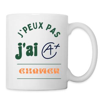 J'peux pas, j'ai examen - Mug blanc - blanc - Droite