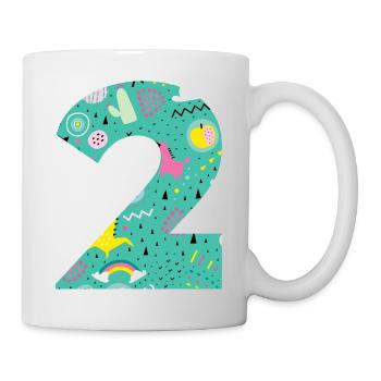 Numéro 2 anniversaire personnalisé - Mug blanc - blanc - Droite
