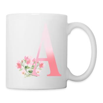 Buchstabe A mit Blumen - Tasse - Weiß - Rechts