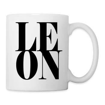 Leon Name Vorname Moderne Schrift Wort Art - Tasse - Weiß - Rechts