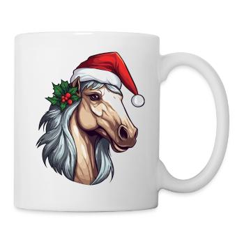 Pferd Weihnachten Pferdekopf Winter Reiten - Tasse - Weiß - Rechts