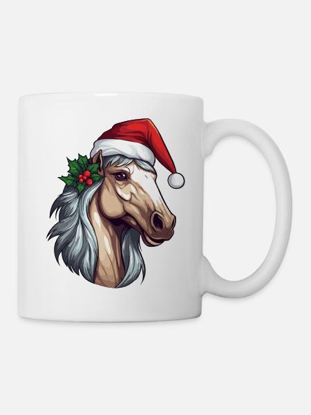 Cheval de Noël Horse Head Équitation hivernale - Mug blanc - blanc