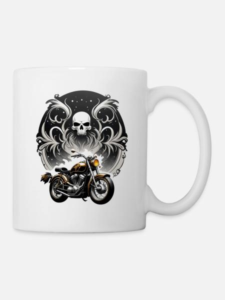 moto vintage style retro crane - Mug blanc - blanc