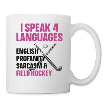 Hockey sur gazon Je parle 4 langues - Mug blanc - blanc - Droite