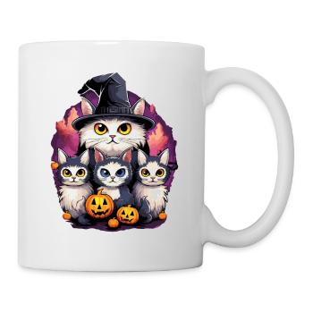 Halloween Chats Sorcières Citrouille Costume Effrayant - Mug blanc - blanc - Droite