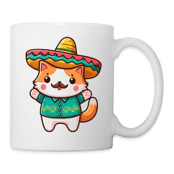Cute mexican cat with mustache and mexika - Mug - white - Right